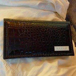 Skinn Black Leather Snake Print Clutch Eyeshadow and Lip Pallet